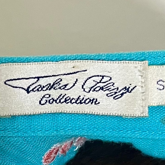 Tasha Polizzi Turquoise Long Sleeve Embroidered Linen Top Size Small - Picture 7 of 7